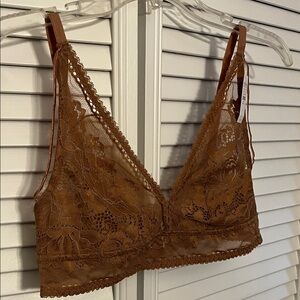 NWT Haven Lovely Lace Bralette in Brown SZ L Pretty details